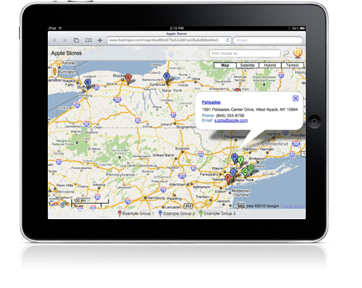 Preview of BatchGeo on running on the Apple IPad